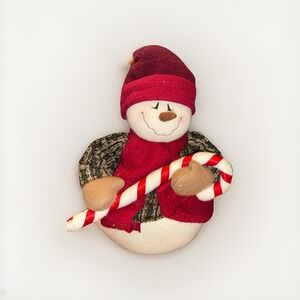 Vintage Snowman Family Weighted Felt Plush Shelf Sitter Christmas Winter EUC